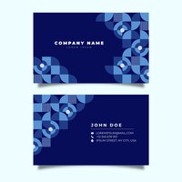 Business card template with classic blue geometrical shapes
