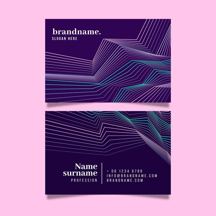 Free Vector business card template with distorted lines collection