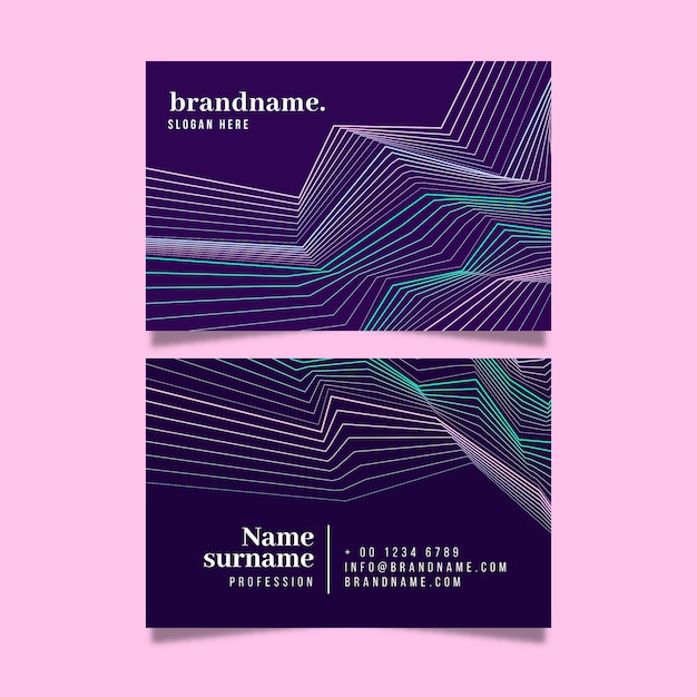 Business card template with distorted lines collection