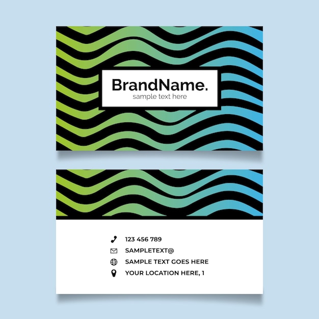 Business card template with distorted lines