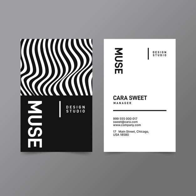 Business card template with distorted lines
