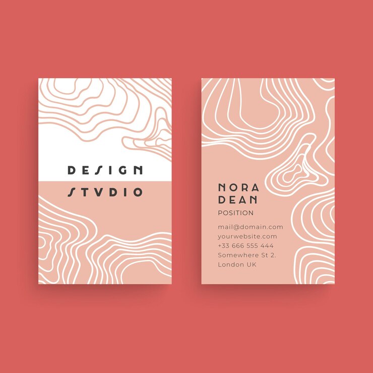 Free Vector business card template with distorted lines