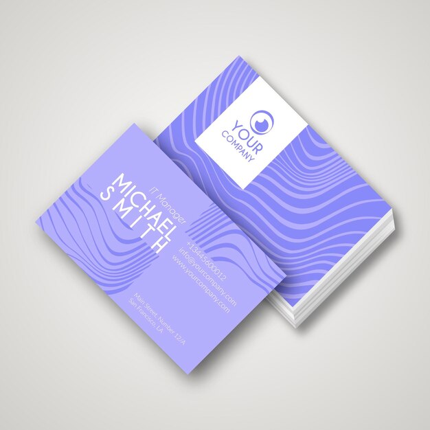 Business card template with distorted lines