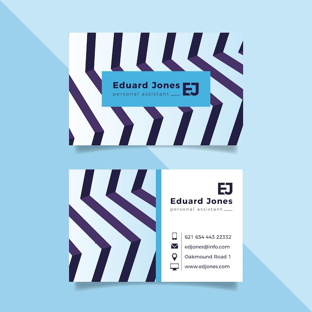 Business card template with distorted lines