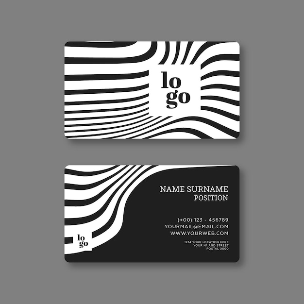 Free vector business card template with distorted lines