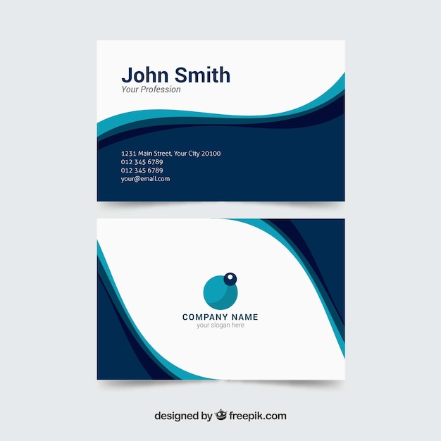 Business card template with elegant waves