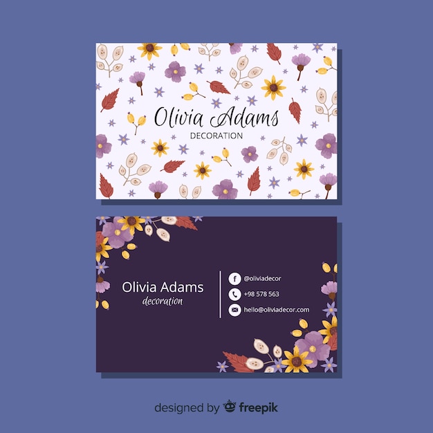 Шаблон визитной карточки с цветочной концепцией