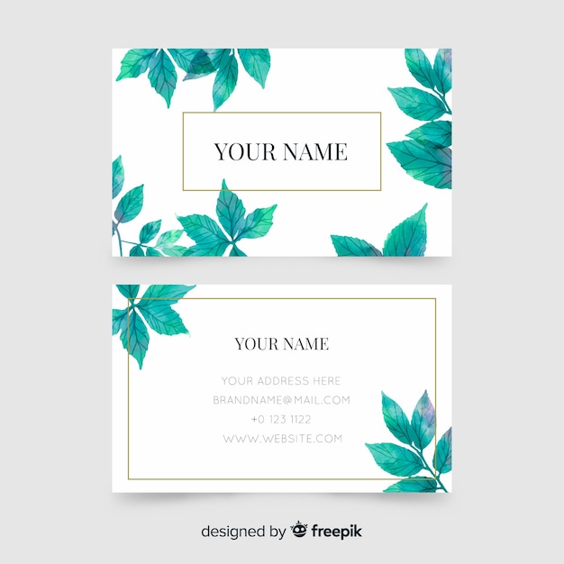 Business card template with flowers