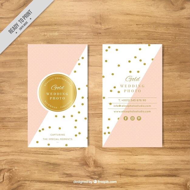 Business card template with golden circles