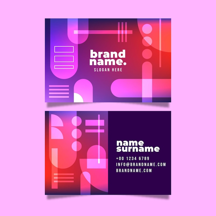 Free Vector business card template with gradient abstract shapes