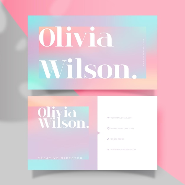 Free vector business card template with gradient pastels