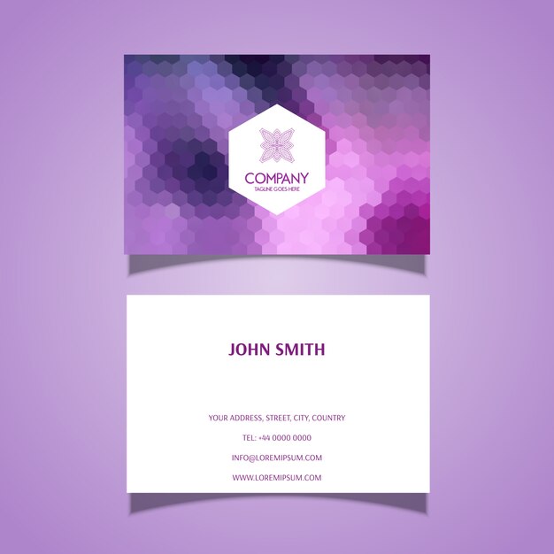 Business card template with hexagonal pattern design