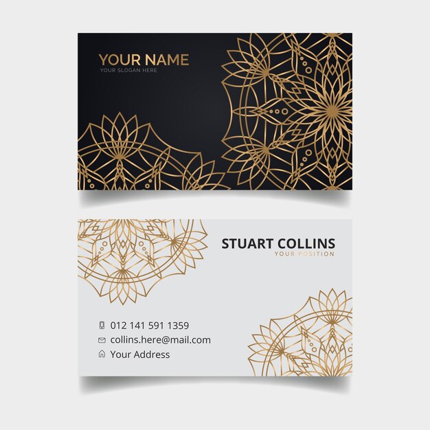 Business card template with mandala design