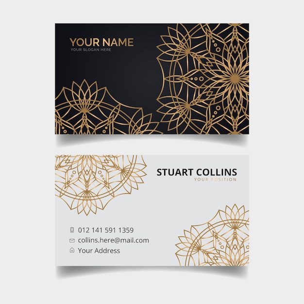 Business card template with mandala design