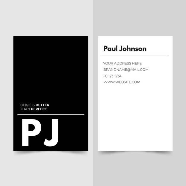 Business card template with monochrome design