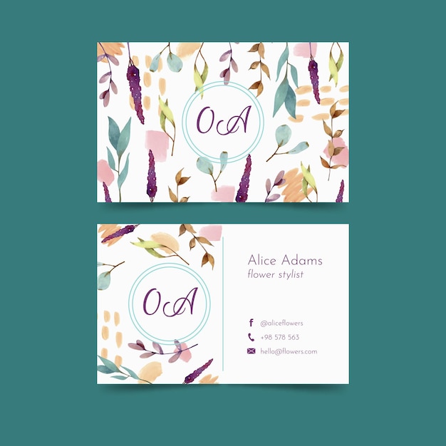 Free vector business card template with natural motif