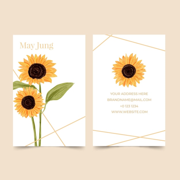 Free vector business card template with natural motifs