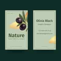 Free vector business card template with natural motifs