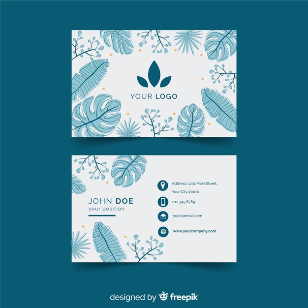 Business card template with nature design