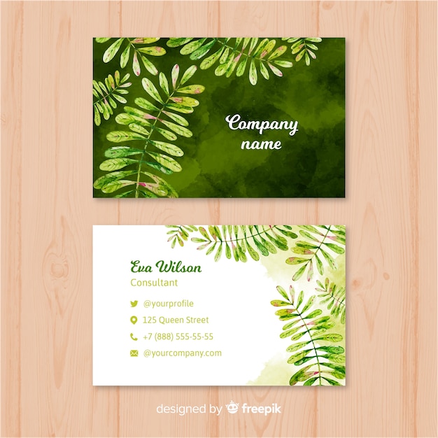 Free vector business card template with nature design