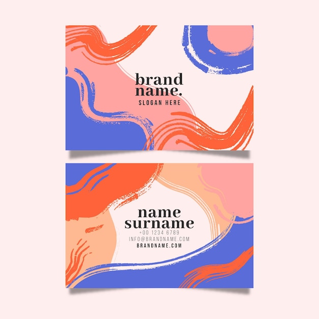 Free vector business card template with paint strokes