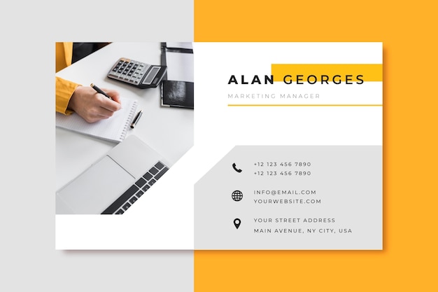 Free vector business card template with photo