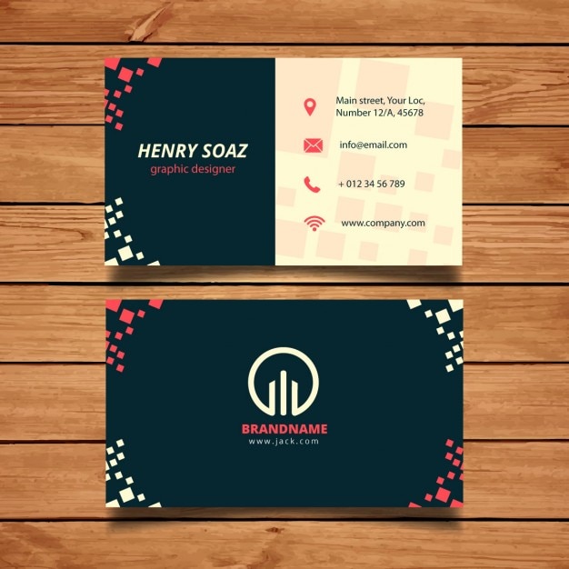 Business card template with squares