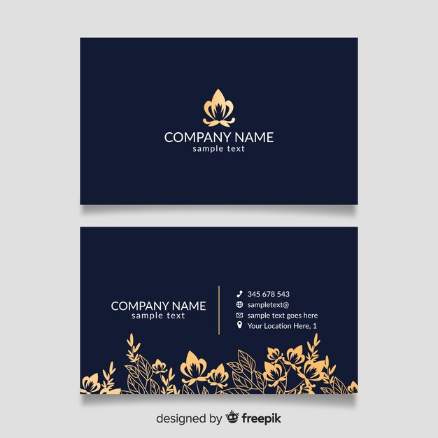 Business card template withgolden design