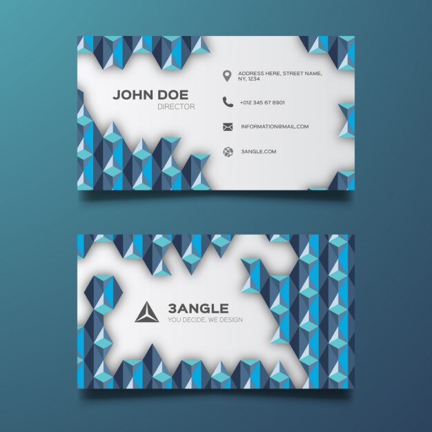 Free vector business card with 3d geometric element