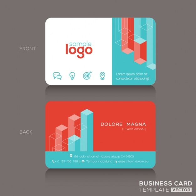 Free vector business card with 3d geometric shapes