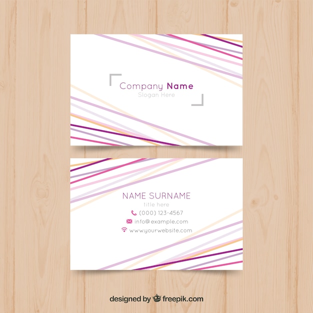 Business card with abstract lines