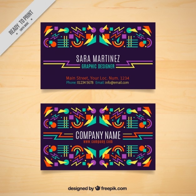 Business card with abstract shapes
