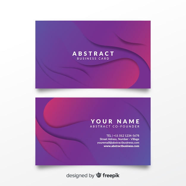 Free vector business card with abstract wavy shapes