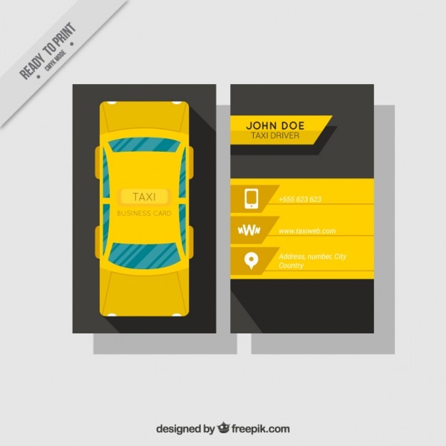 Free vector business card with banners for taxis