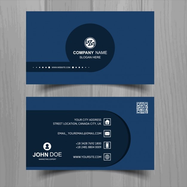 Free vector business card with a blue circle