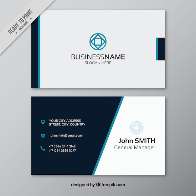 青の要素を持つビジネスカード