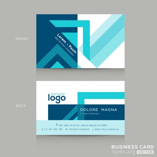 Free Vector business card with blue geometric shapes
