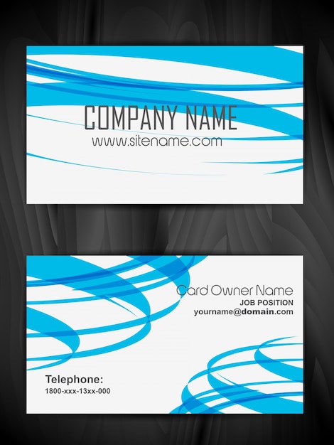 Business card with blue wavy shapes