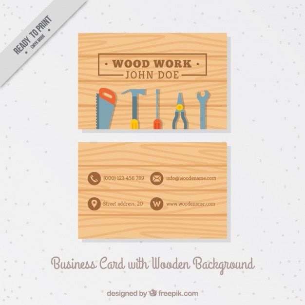 Business card with carpentry tools