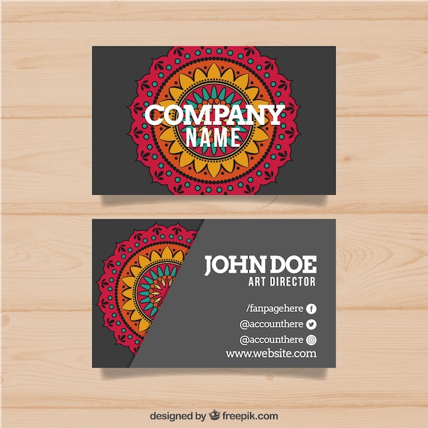 Business card with colored mandala