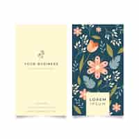 Free vector business card with colorful flowers