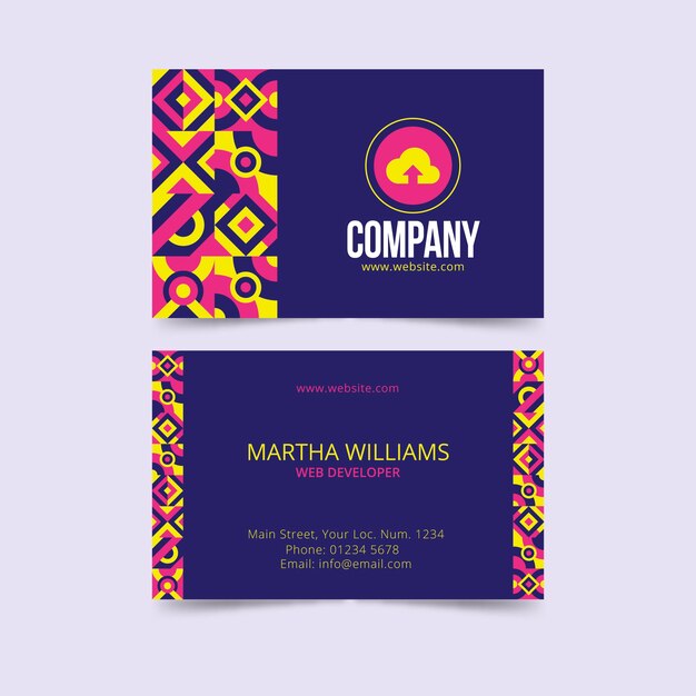 Business card with colorful pattern