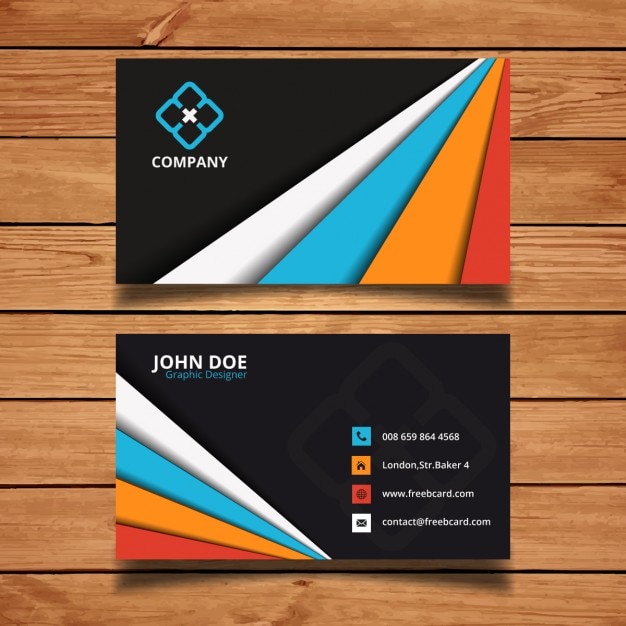 Free vector business card with colorful shapes