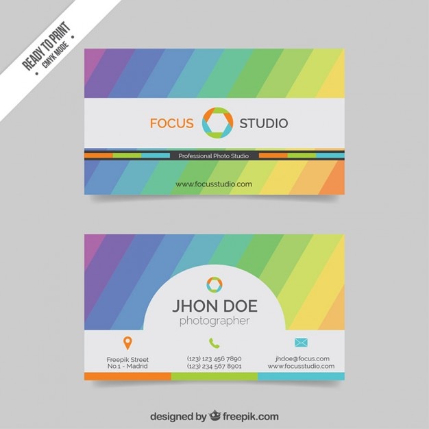 Free vector business card with colorful stripes