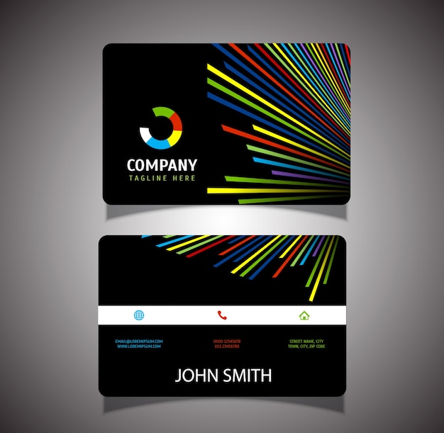 Free vector business card with coloured lines design