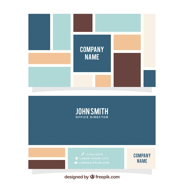 Business card with decorative squares