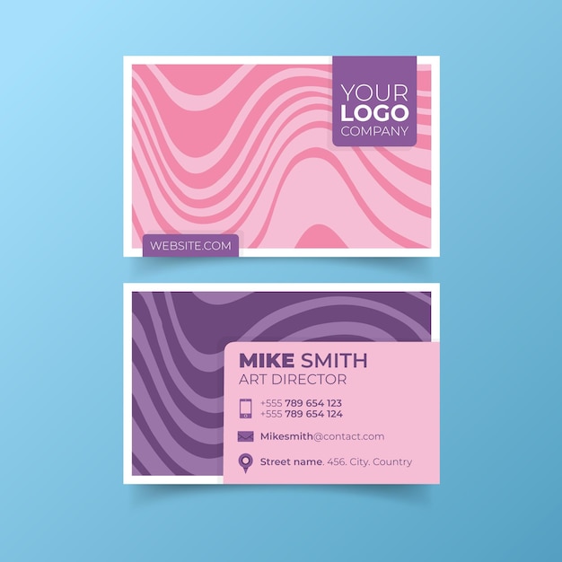 Business card with disorted lines template