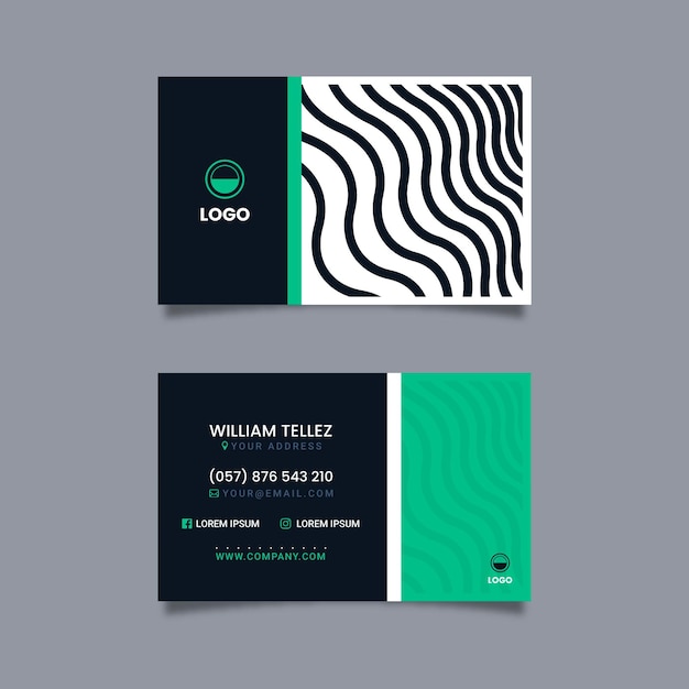 Free vector business card with disorted lines template