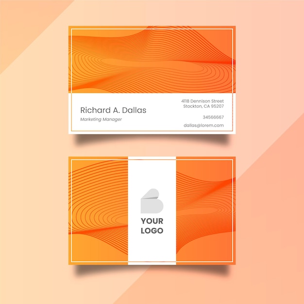 Free vector business card with disorted lines theme