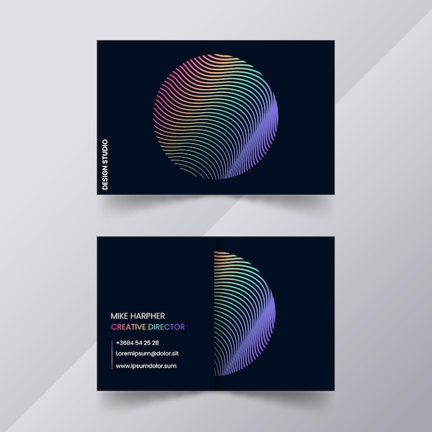 Business card with distorted lines collection